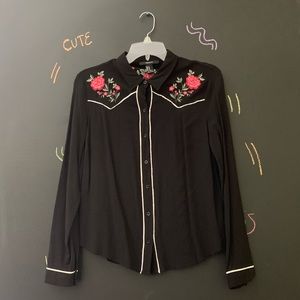 Forever21 Black Western Style Button Up